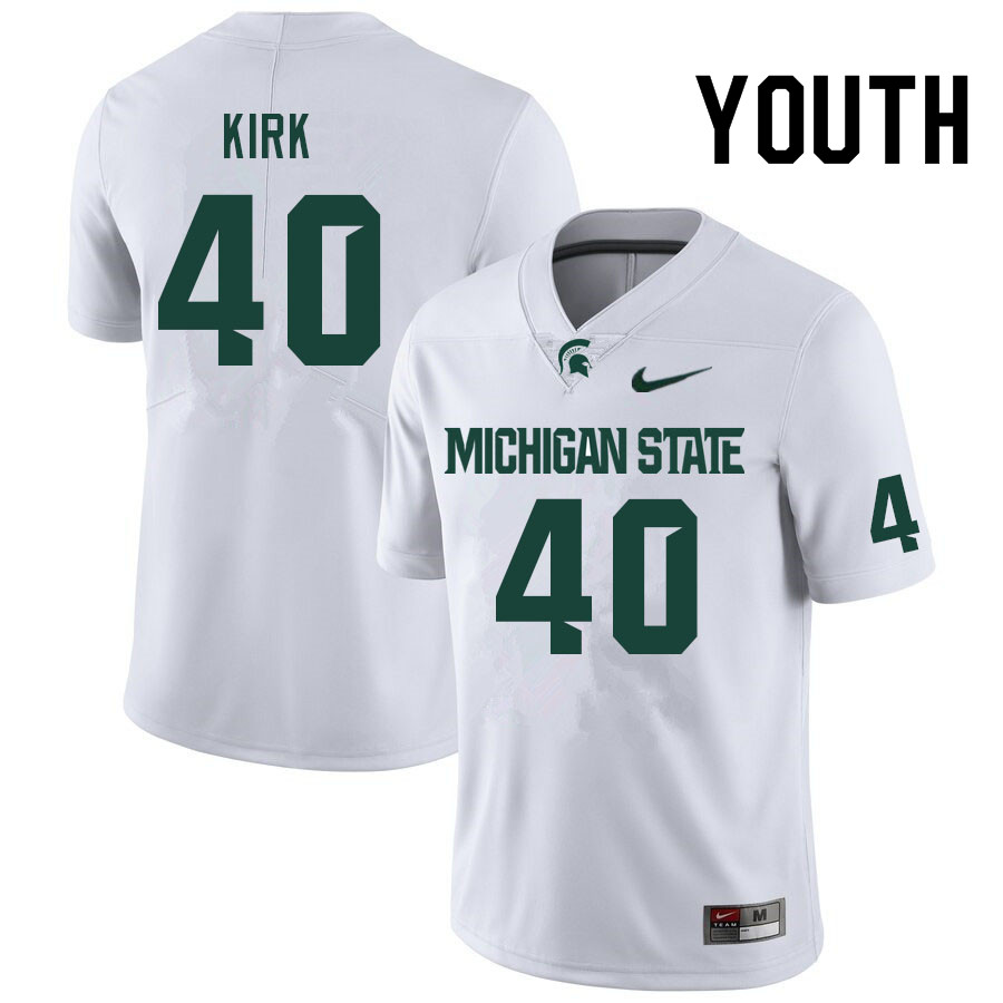 Youth #40 A.J. Kirk Michigan State Spartans College Football Jerseys Sale-White